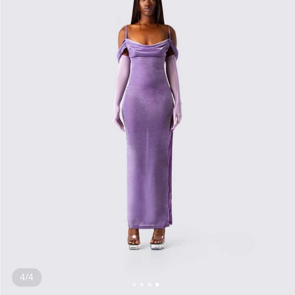 Elegant Purple Off-Shoulder Dress